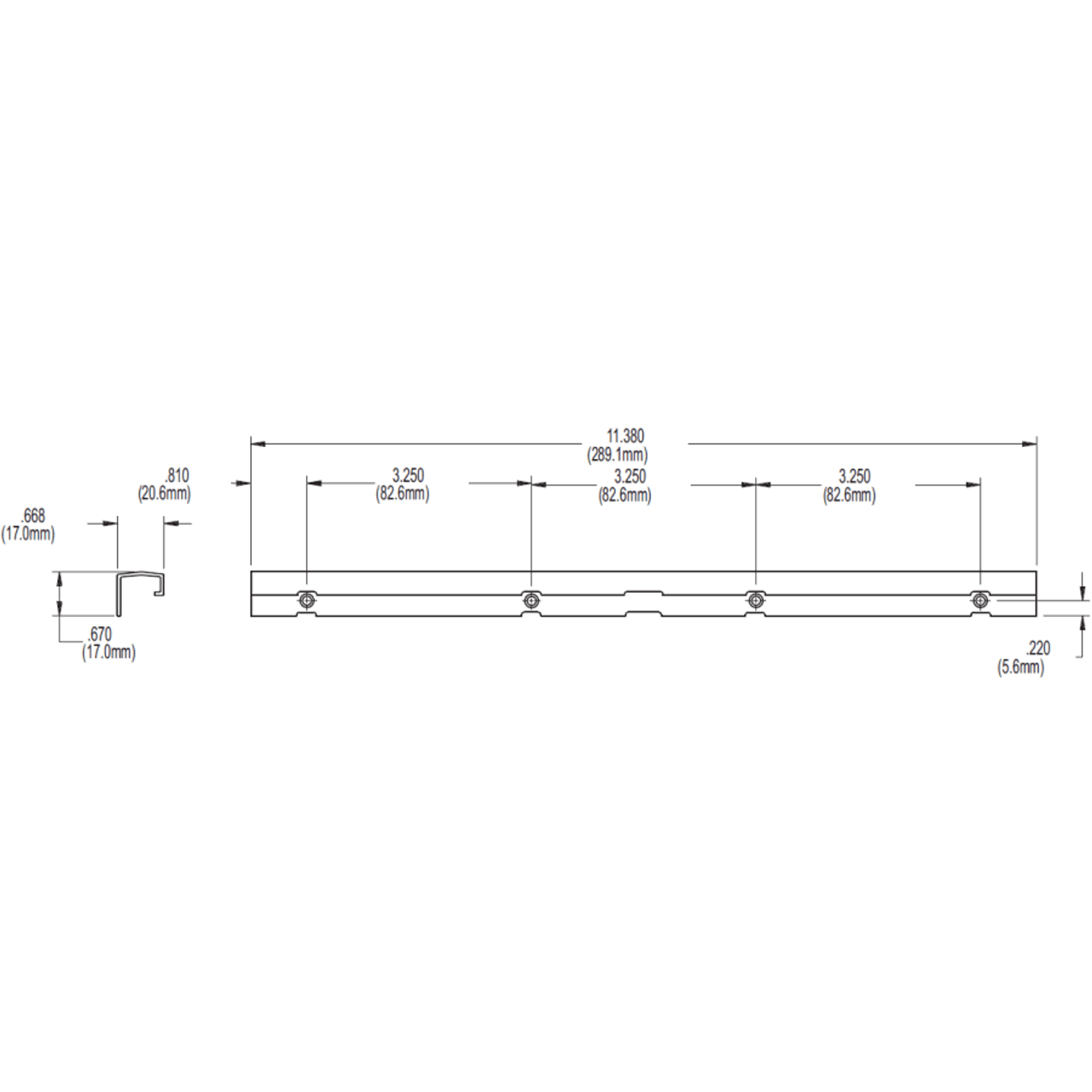 Image of Truth 4 Hole 11-3/8" Single Arm Operator Track