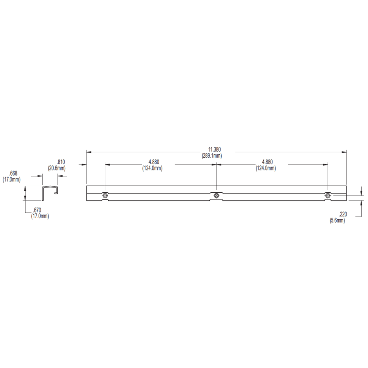 Image of Truth 3 Hole 11-3/8" Single Arm Operator Track